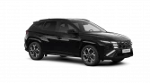 Schwarzer Hyundai SUV in sportlicher N Line-Optik, Dreiviertel-Frontansicht auf neutralem Hintergrund