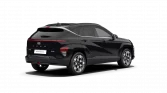 Schwarzer Hyundai kompakter Elektro-SUV, Heck-3/4-Ansicht vor schwarzem Hintergrund