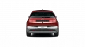 Roter Hyundai Elektro-SUV Heckansicht vor schwarzem Hintergrund, moderne und kantige Linienführung
