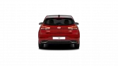 Roter Hyundai Kompaktwagen, Heckansicht vor schwarzem Hintergrund, sportliches Design und moderne Linien