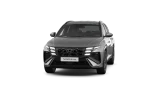 Silberner Hyundai SUV Blackline, Drei-Viertel-Ansicht vor schwarzem Hintergrund